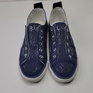 TRUE RELIGION SLIP-ON SNEAKERS SIZE 7 DENIM SPARKLE